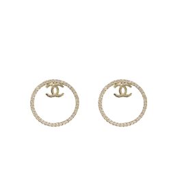Chanel CC Crystals Gold Tone Earrings
