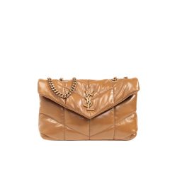 Saint Laurent Puffer Toy Bag In Quilted Lambskin Light Brown 26Cm
