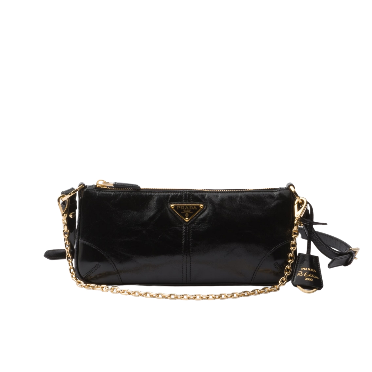 Prada Re Edition 2002 Leather Shoulder Bag Black