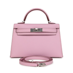 Hermes Kelly Sellier 20 Rose Sakura Chevre Palladium Hardware
