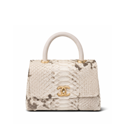 Chanel Off White Python Medium Coco Top Handle Bag 22CM