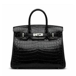 Hermes Birkin 30 Black Shiny Niloticus Silver Hardware