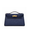 Hermès Kelly Pochette 22 Bleu Iris Ostrich Gold Hardware