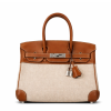 Hermes Birkin Bag 25cm 2 Tone Barenia with Toile Insane Pallidum Hardware