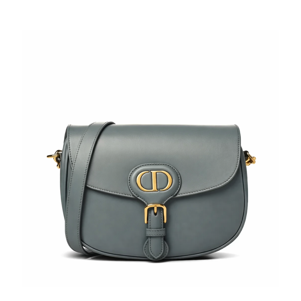 Christian Dior Calfskin Cannage Caro Pouch With Chain Gray