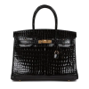Hermes Birkin 25 Black Shiny Niloticus Gold Hardware