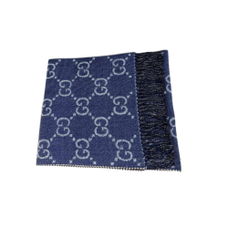 Gucci GG Pattern Jacquard Wool Silk Scarf