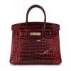 Hermes Birkin 30 Bordeaux Shiny Crocodile Gold Hardware