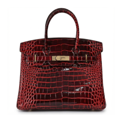 Hermes Birkin 30 Bordeaux Shiny Crocodile Gold Hardware
