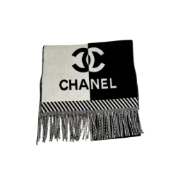Chanel Black And White Wool Scarf