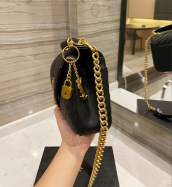 Saint Laurent College Medium Chain In Quilted Leather Black Gold 600279Brm071000 - Image 8