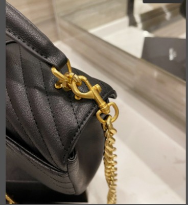 Saint Laurent College Medium Chain In Quilted Leather Black Gold 600279Brm071000 - Image 7