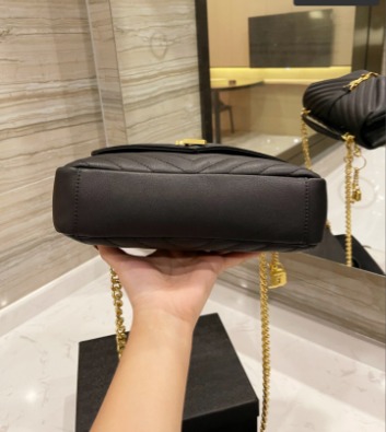 Saint Laurent College Medium Chain In Quilted Leather Black Gold 600279Brm071000 - Image 10