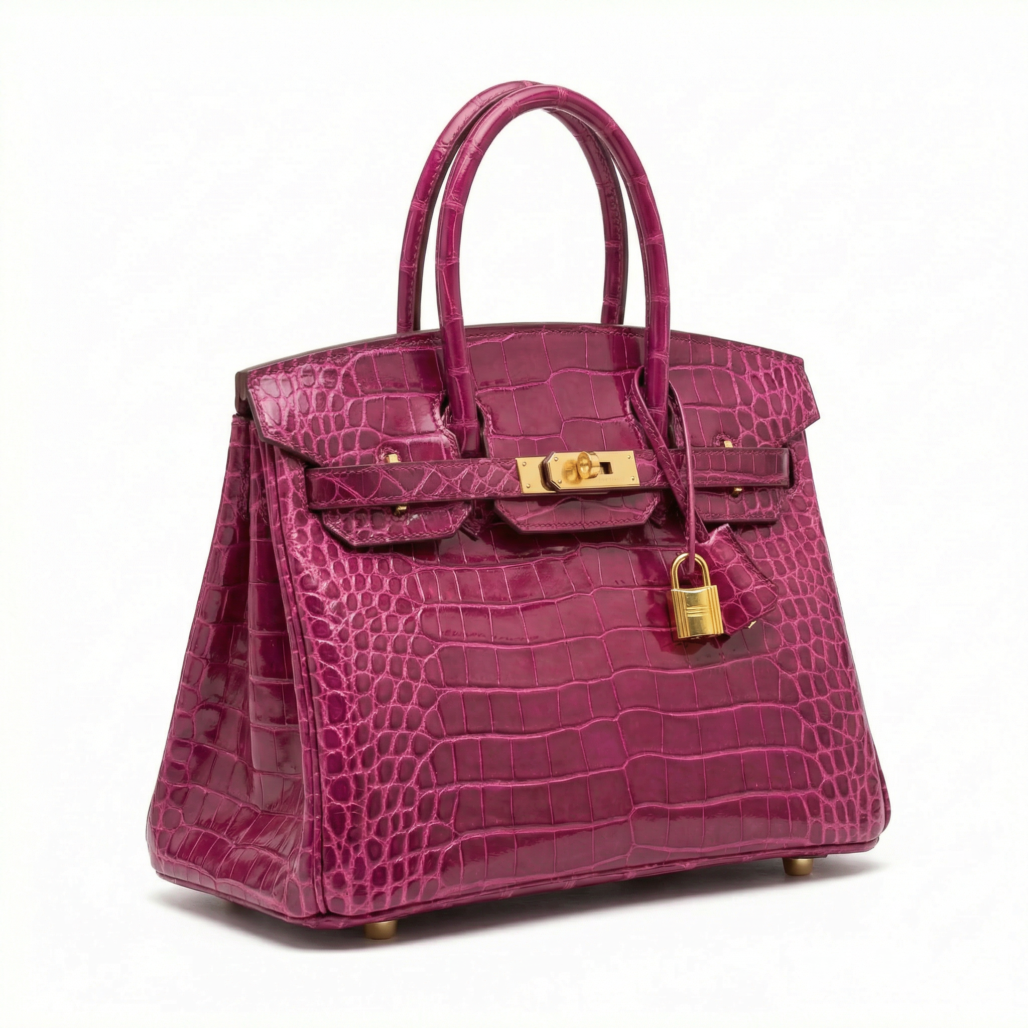 Hermes Birkin 30 Purple Shiny Niloticus Crocodile Gold Hardware - Image 2