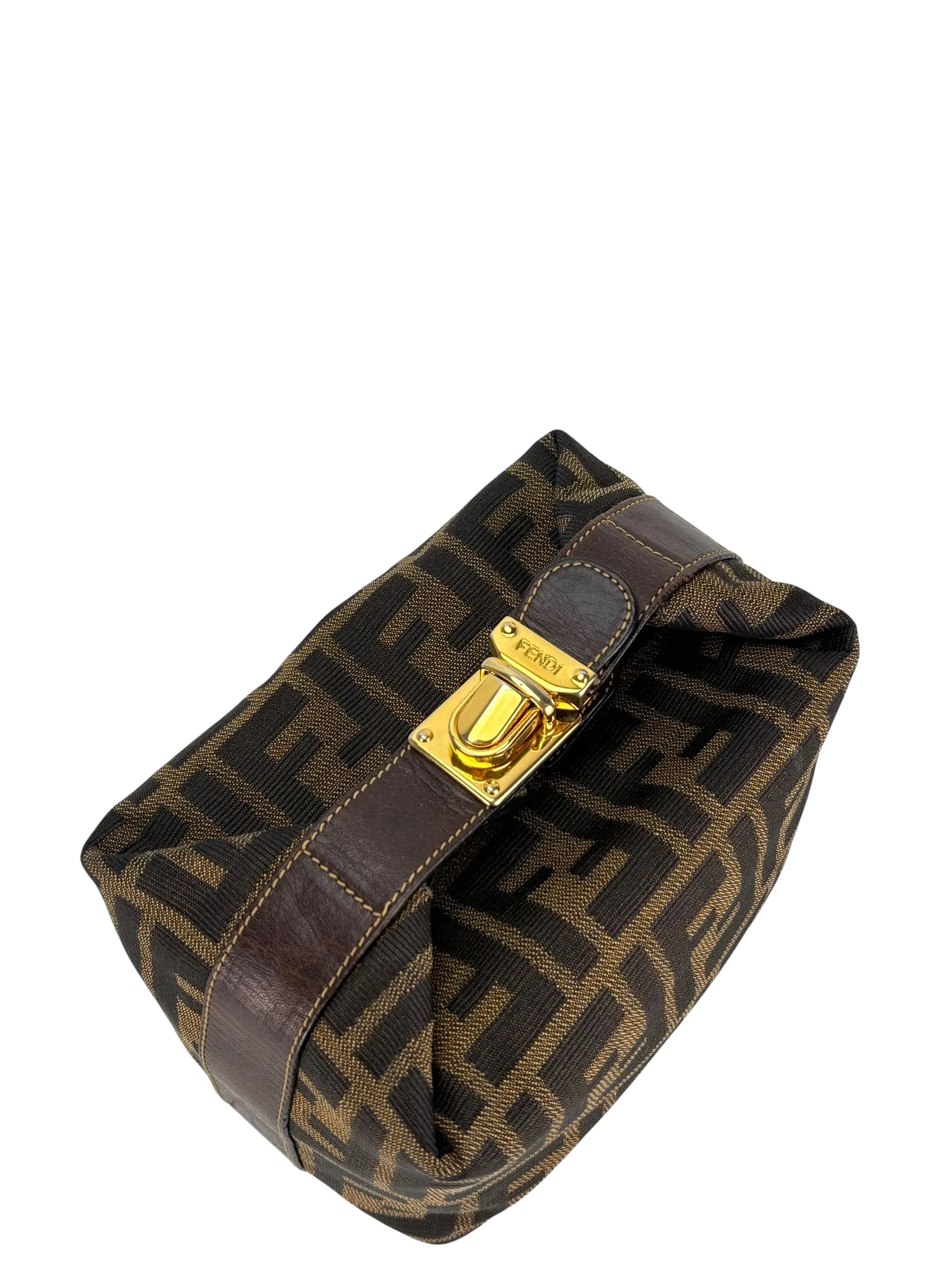Fendi Brown Canvas Zucca Vanity Cosmetic Pouch - Image 3