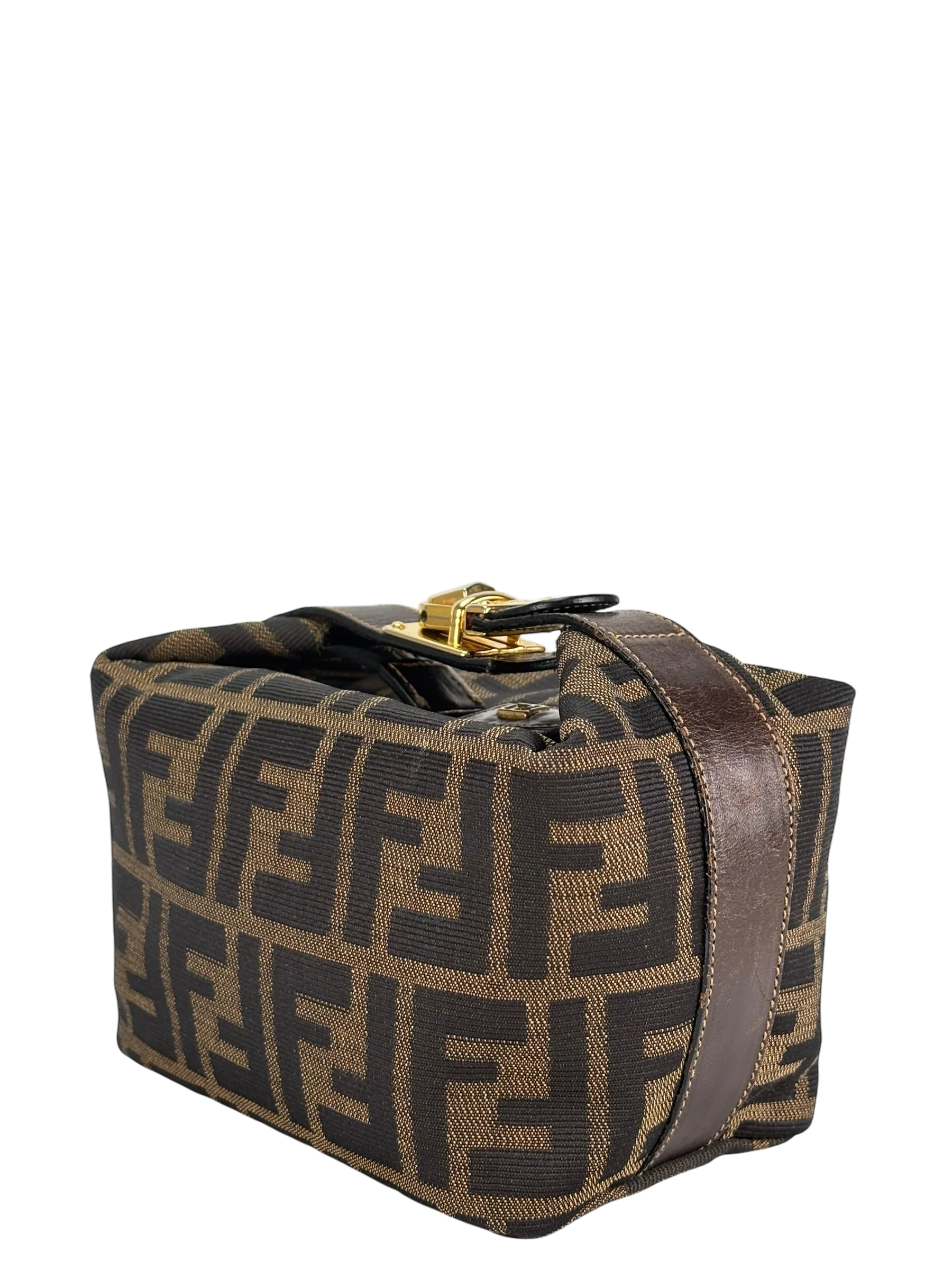 Fendi Brown Canvas Zucca Vanity Cosmetic Pouch - Image 4